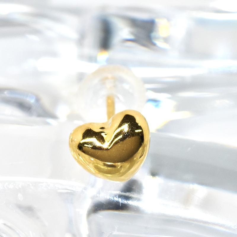 K18 シングル 片耳 1個 ぷっくり ハートピアス 5.5×5mm スタッドピアス ゴールド 18金 YG メンズ レディース ジュエリー 送料無料 |  | 02