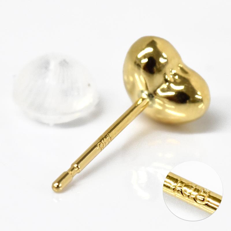 K18 シングル 片耳 1個 ぷっくり ハートピアス 5.5×5mm スタッドピアス ゴールド 18金 YG メンズ レディース ジュエリー 送料無料 |  | 04