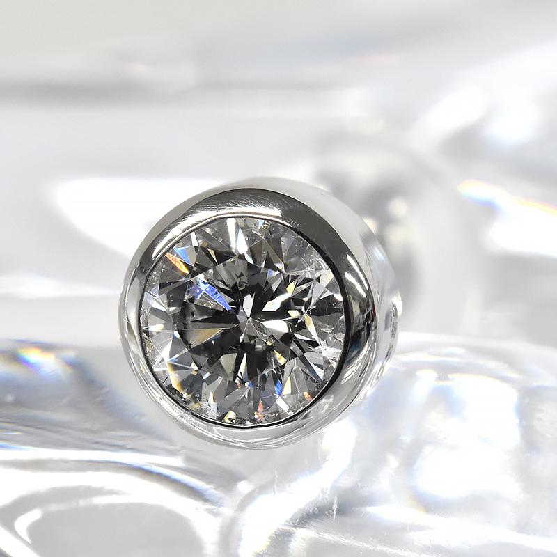 Pt900 0.5ct ダイヤピアス 片耳 プラチナ 1粒ダイヤモンド 0.359ct G SI2 GOOD 覆輪 鑑定書付 メンズ 軸太長 ポストが長い・太いの画像
