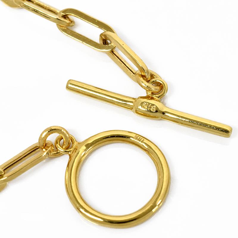 K18 2.8mm幅 ペーパークリップ28 ブレスレット トグルクラスプ 全長 18cm （内径約17cm） メンズブレス 18金 YG 送料無料 ori24の画像