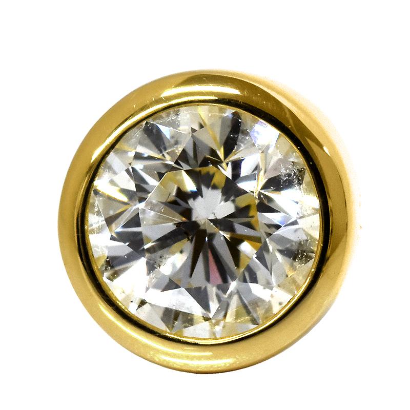 K18 0.5ct ダイヤピアス 片耳 0.505ct G SI2 GOOD 鑑定書付 覆輪 フクリン 伏せこみ 1粒 ダイヤモンド 18金 ゴールド メンズ ori24の画像