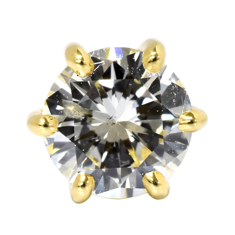 K18 ダイヤピアス 片耳１粒 ダイヤモンド 0.318ct G SI2 VERYGOOD 6本爪 6点留 スタッドピアス メンズジュエリー 18金の画像