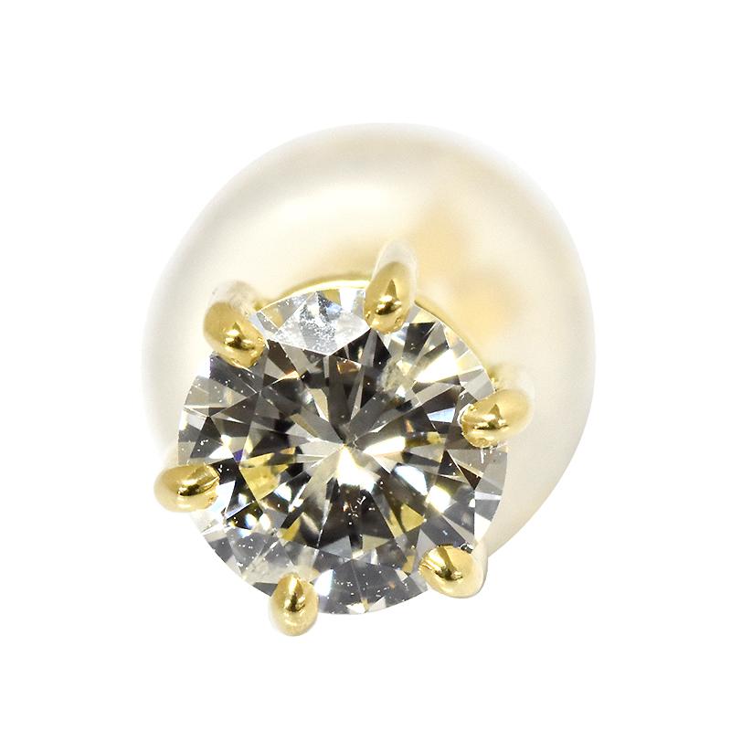 K18 ダイヤピアス 片耳１粒 ダイヤモンド 0.318ct G SI2 VERYGOOD 6本爪 6点留 スタッドピアス メンズジュエリー 18金の画像