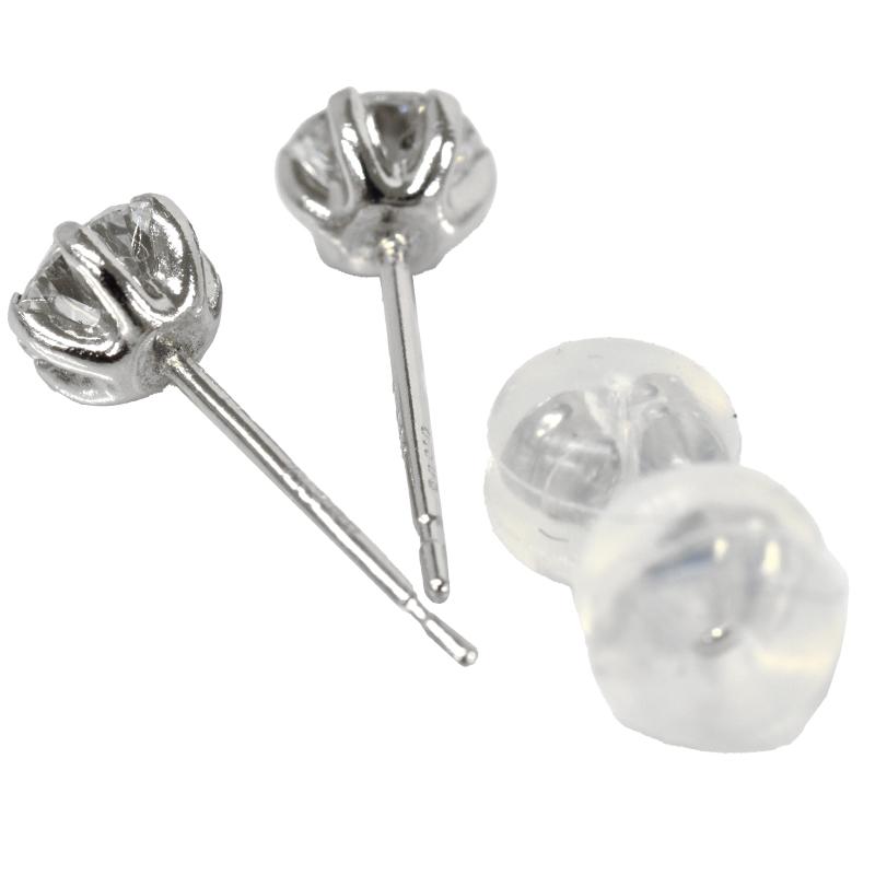 Pt900 ダイヤピアス 0.6ct 0.3ct×0.3ct F-SI2-GOOD 6本爪 プラチナ 1粒ダイヤモンド メンズジュエリー スタッドピアス 鑑定書付きの画像