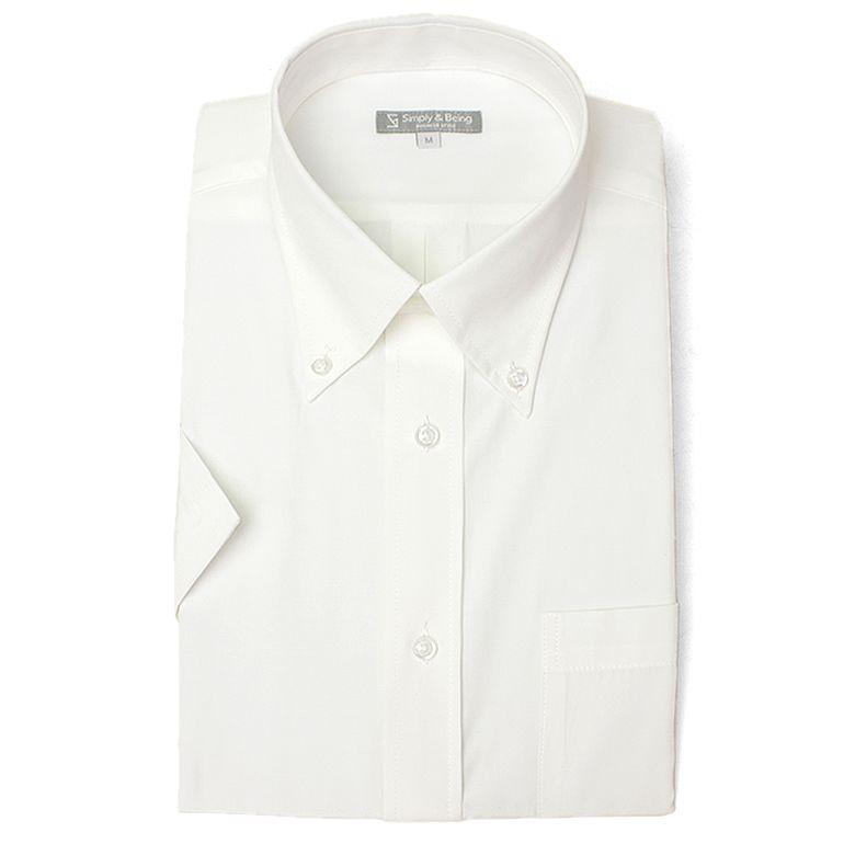 スマートビズ 半袖ワイシャツ ボタンダウン 半袖 Yシャツ オフホワイト  