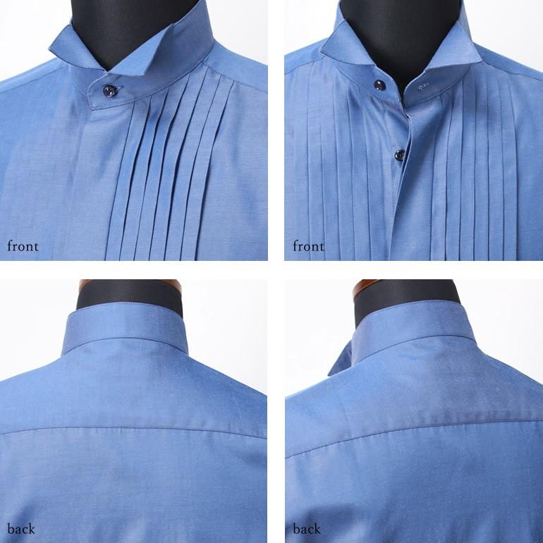 ウイングカラーシャツ デニム 結婚式 ワイシャツ メンズ 新郎 フォーマル デニム調 ブルー 青 ネイビー Item スマートビズ 通販 Yahoo ショッピング