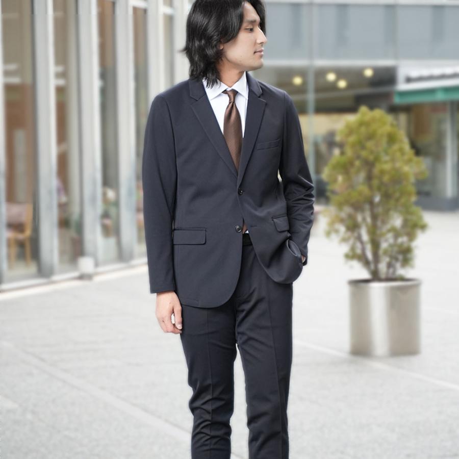 セットアップ メンズ Wewear スーツ ジャケット ストレッチ おしゃれ 上下セット 紳士用 ビジネス 洗える ファスナーなし サスティナブル ブラック ネイビーの画像