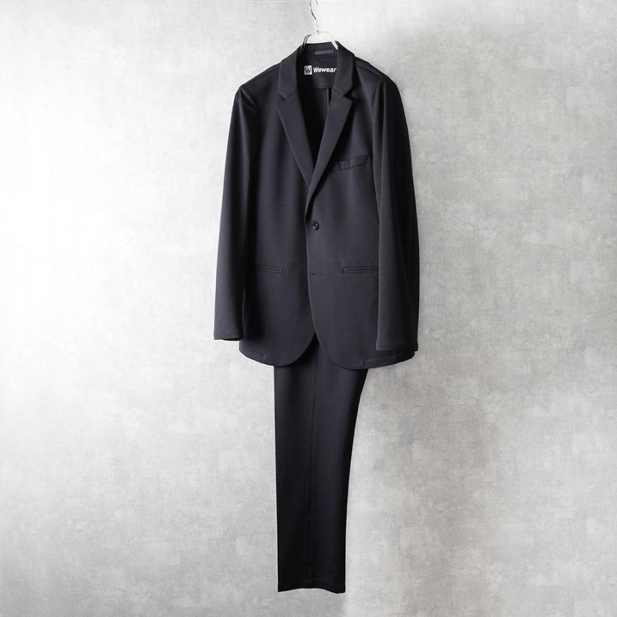 セットアップ メンズ Wewear スーツ ジャケット ストレッチ おしゃれ 上下セット 紳士用 ビジネス 洗える ファスナーなし サスティナブル ブラック ネイビーの画像