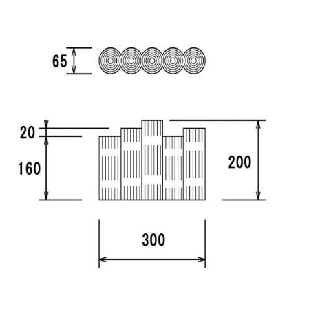 【１６本入】大研化成　五連擬木　No.3　【段差】　65Φｘ300Lｘ200H　五連-3　２ケース(１６本入) 【代引不可】【北海道・沖縄・離島配送不可】 |  | 02