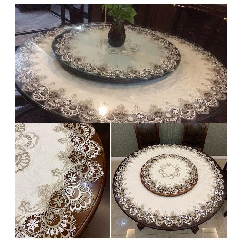 テーブルクロス レース 円形 直径約130cm 送料無料 おしゃれ かわいい ランチマット テーブルマット ラウンドクロス 食卓 マット 花 敷物 雑貨 食 | ブランド登録なし | 04