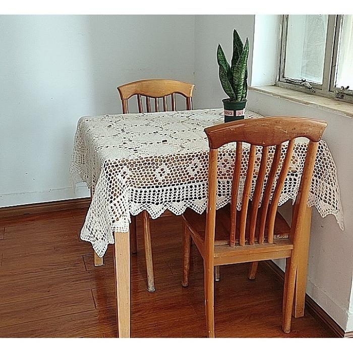 テーブルクロス 約130x130cm（正方形）  送料無料 おしゃれ かわいい テーブルマット ラウンドクロス 食卓 ソファー テレビ マット 花 敷物 雑貨 食卓 水洗い可 |  | 02