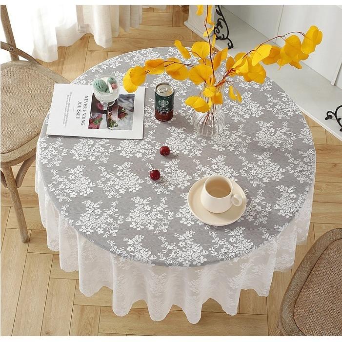テーブルクロス レース 円形 直径約200cm 送料無料 おしゃれ かわいいテーブルマット ラウンドクロス 食卓 マット 花 敷物 雑貨 食卓 水洗い可 北欧 ホワイト |  | 03