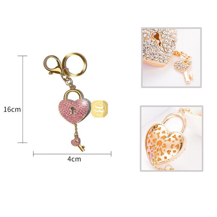 バッグチャーム ハート キラキラ 鍵 ラインストーン カラビナ 金属