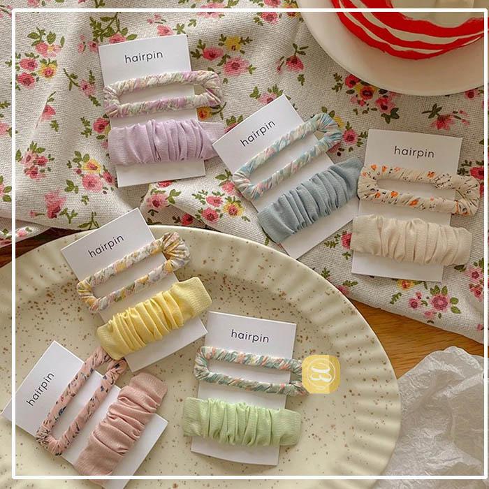ヘアクリップ 布ヘアピン かわいい 2本セット ヘアアクセサリー 髪留め 