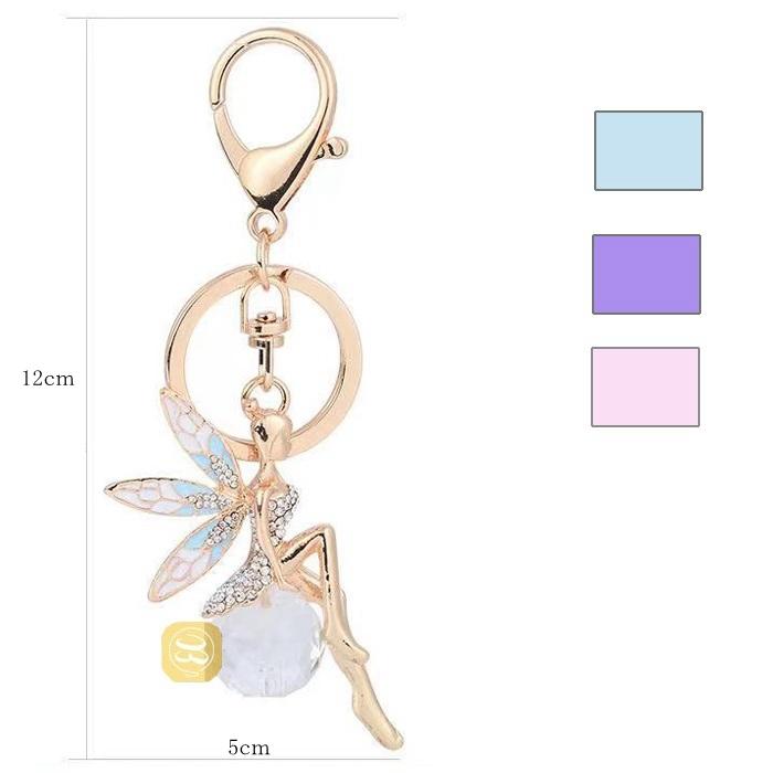 バッグチャーム 妖精 キラキラ 天使 ラインストーン エナメル 金属