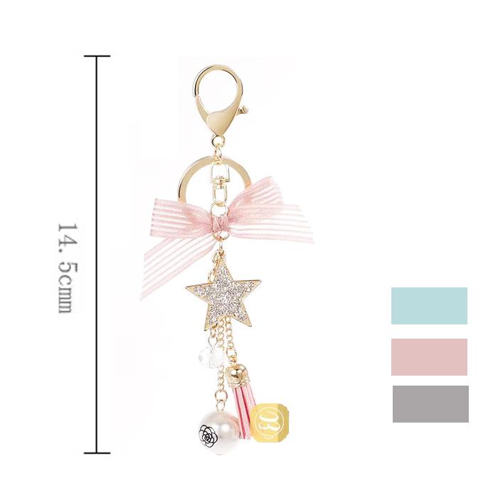 バッグチャーム 星 タッセル 鍵 キラキラ バッグ 金属 キーホルダー