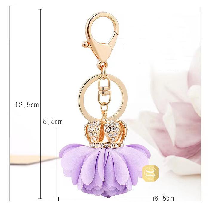 バッグチャーム 王冠 花びら キラキラ ラインストーン 上品 造花