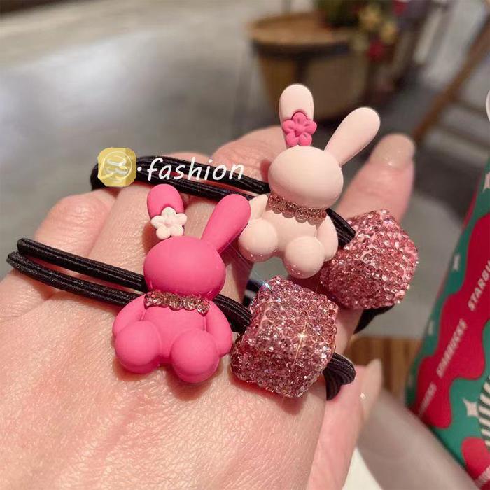 うさぎヘアゴム おしゃれ ヘアバンド キラキラ輪ゴム 動物 可愛い ヘア