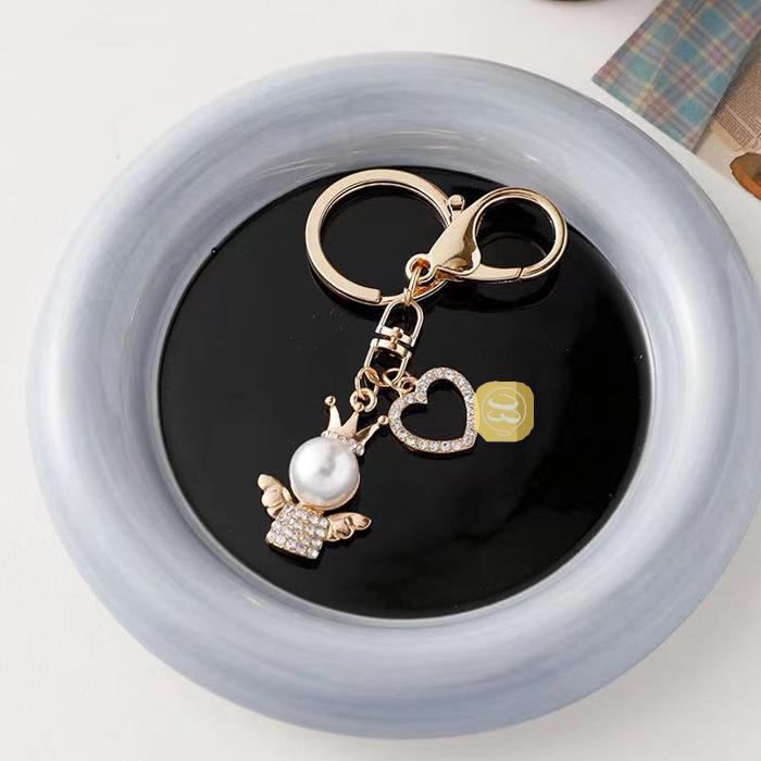 可愛い天使 バッグチャーム キラキラキーリング キーホルダー 上品