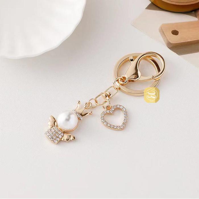 可愛い天使 バッグチャーム キラキラキーリング キーホルダー 上品