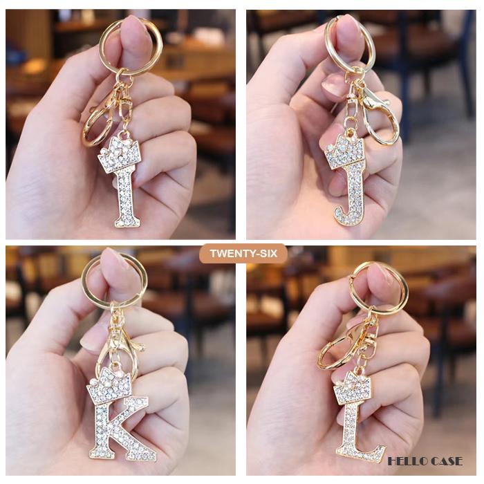 バッグチャーム キラキララインストーン キーホルダー イニシャル