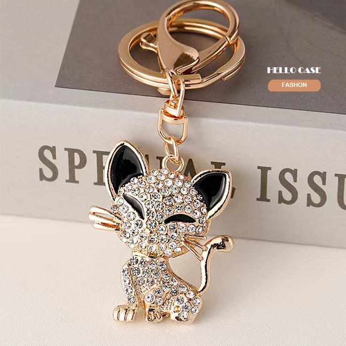 ネコデザイン キラキラバッグチャーム 可愛い猫ちゃん キーホルダー