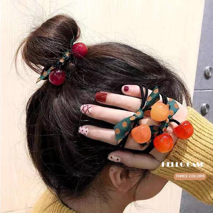 ヘアゴム おしゃれ ヘアバンド さくらんぼ 髪ゴム 2連 カワイイ キレイ