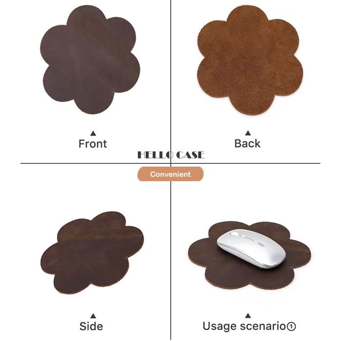 花びらの形マウスパッド 本革 マウスパッド レザー レトロクレイジー