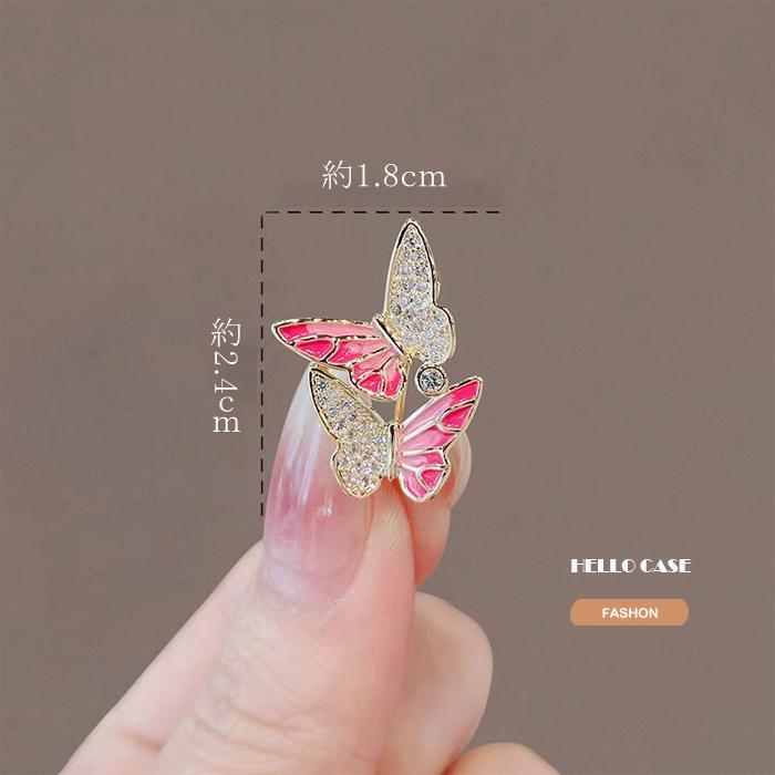 蝶々 ブローチ 気質ファッション かわいい キラキラ 2つの蝶ブローチ