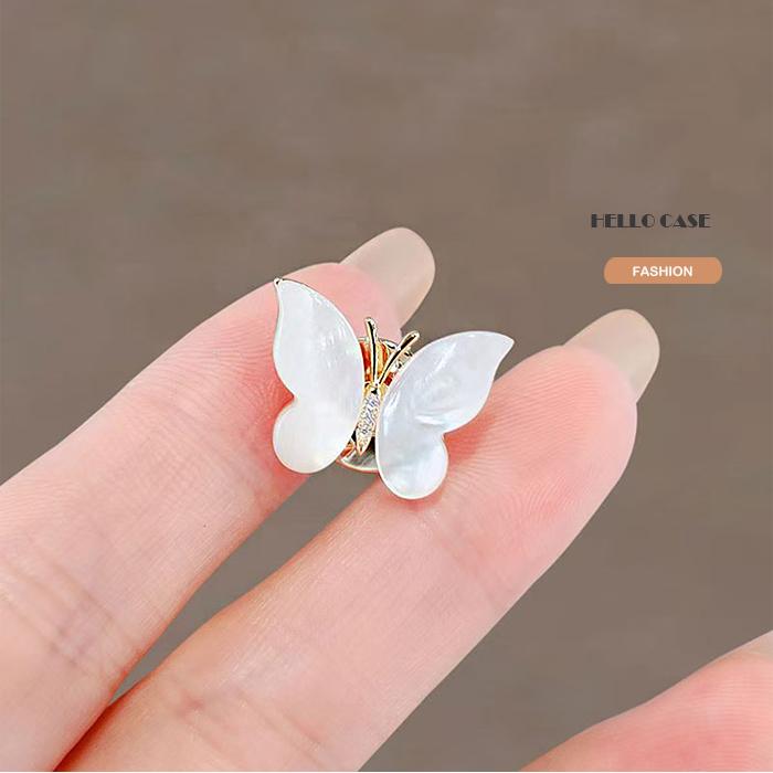 【大特価】オパール蝶デザインブローチ 七宝用金具 『ブローチ 蝶々 銀色 OB-411』 工芸,ステンドグラス・七宝