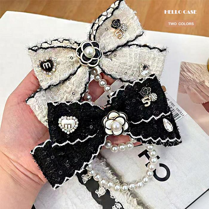 リボン形 バッグチャーム 立体感あるお花 カワイイ オシャレ 上品