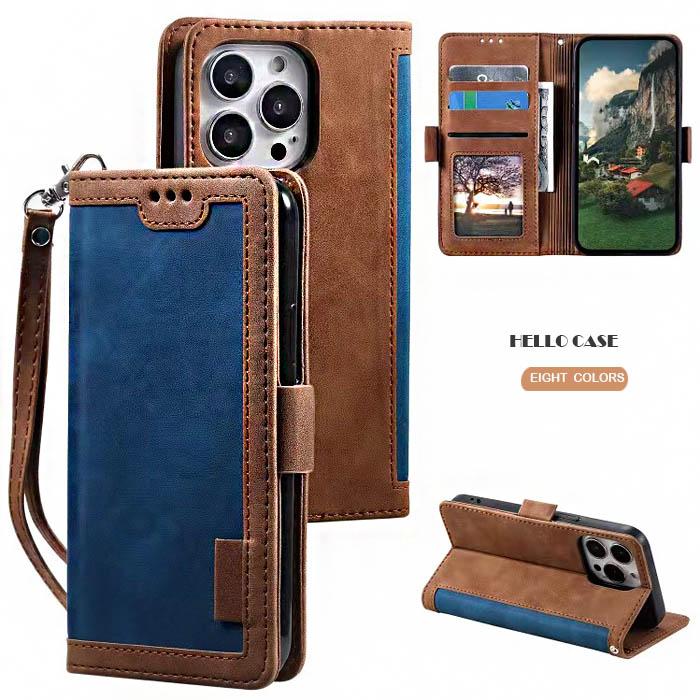 【iphone16】ヴィンテージ風 レザー＆布製スマホケース　ブラウン iPhone 16 ケース 14 オールド風携帯ケース PUレザー マグネット