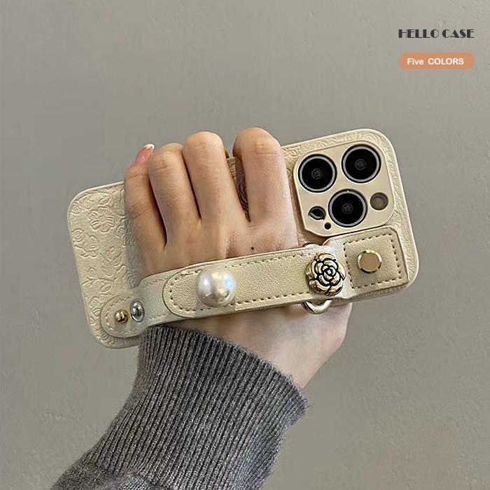 iPhone 16 花背面ケース iphone 薔薇 お洒落 ハンドベルト付きケース