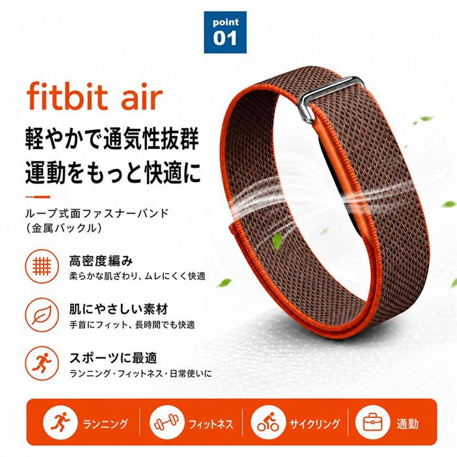 【ムレにくさで選ぶならコレ】Fitbit Air 交換ベルト 立体ナイロン編み 通気性抜群 汗ばむ季節も快適 軽量 おしゃれ 柔らか仕上げ スポーツ対応 ループバンド |  | 05