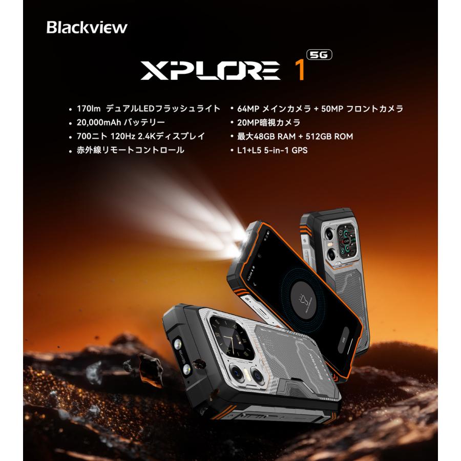 Blackview XPLORE1ブラック RAM12GB/ROM256GB Blackview XPLORE 1 12GB 256GB 黒色 20000mAh タフネススマホ 日本語