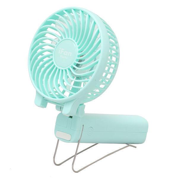 メッセージが入る携帯扇風機 モバイルファン＆バッテリー ブルー 夏