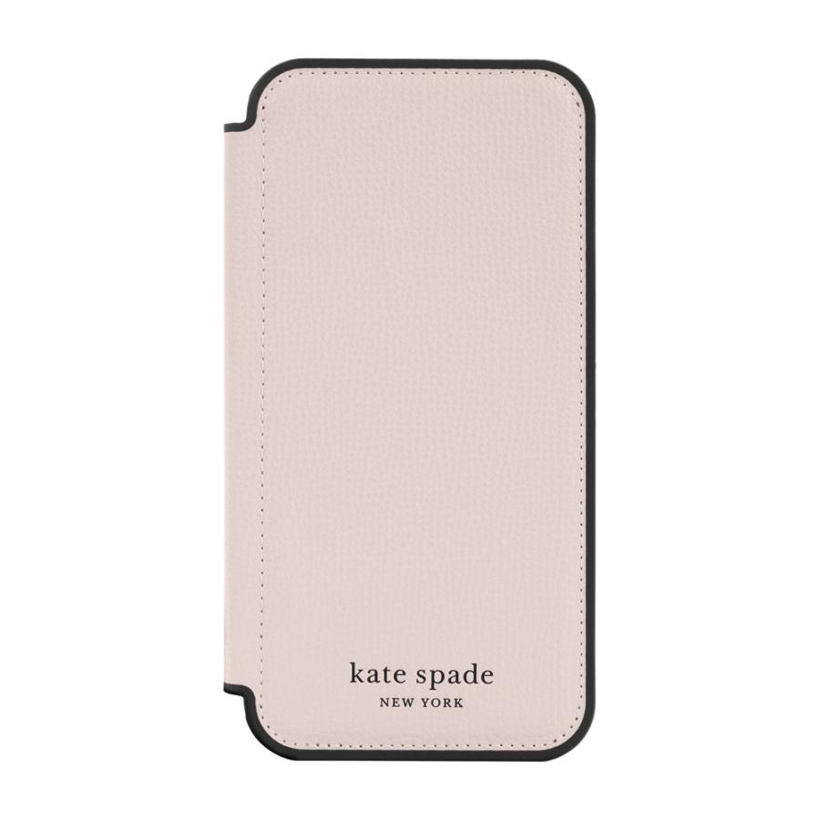 kate spade ケイトスペード スマホケース 手帳型 iPhone13Pro ピンク 2021 KSNY Folio Case Pale Vellum Black Border｜smartitemshop