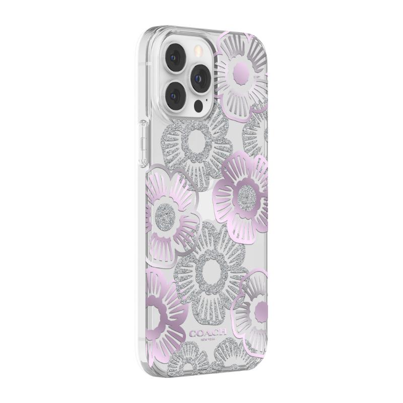 COACH iPhone 13 Pro Max Case Tea Rose Purple コーチ 抗菌　3m落下試験クリア ワイヤレス MagSafe充電可能 クリア ケース｜smartitemshop｜03