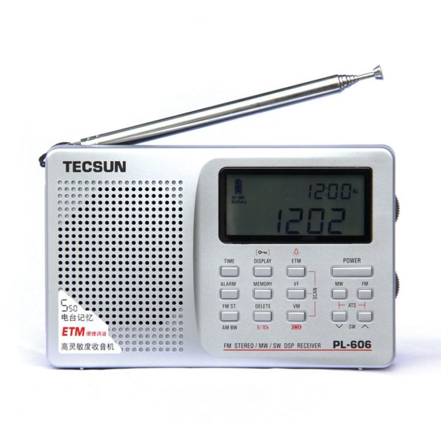 Black Tecsun PL-606 Digital PLL Portable Radio FM Stereo/LW/SW/MW DSP Receiver 