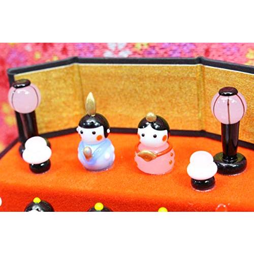 春の豆雛三段飾り　ガラス細工　ミニチュア 春の豆雛三段飾り ガラス細工 ミニチュア 春の豆雛三段飾り