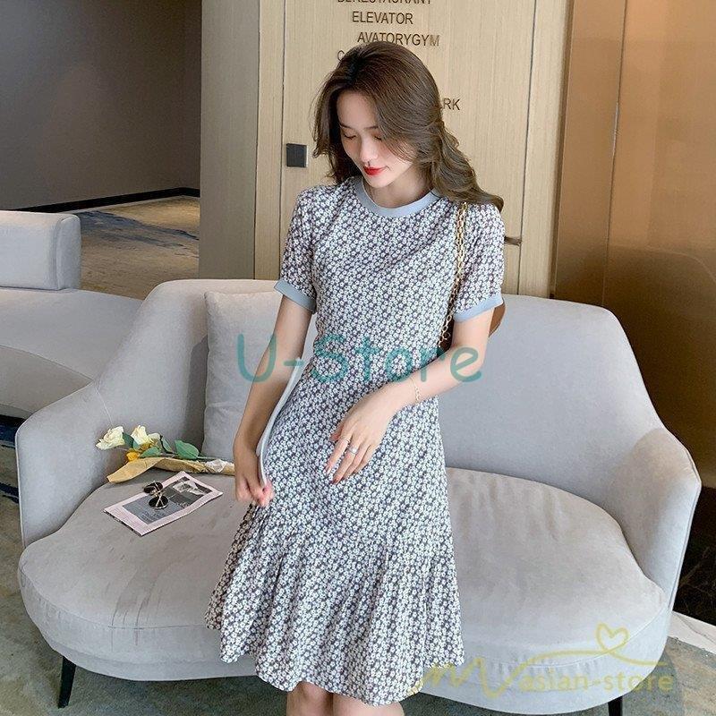 ワンピース レディース ワンピース キレイめ 膝丈ワンピース 夏 半袖 パフスリーブ 花柄 ワンピース 韓国風 膝丈 ロング丈ワンピース オシャレ 上品 女性着 7ambpyyhg4 ワンピース チュニック Www Sprintmart Com