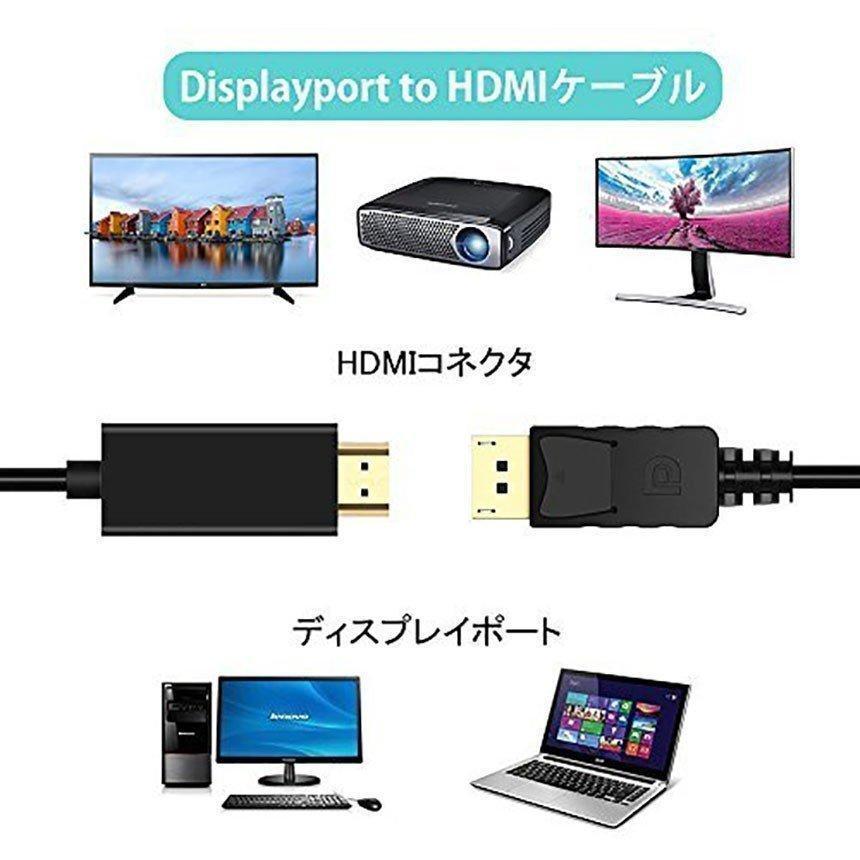DisplayPort to HDMIケーブル ディスプレイポートto HDMI アダプター 逆に転換不能 DP ケーブル フルハイビジョン 1080｜smartlist｜05