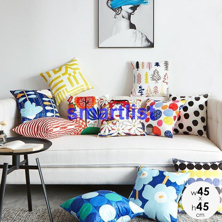 クッションカバー カバーのみ 北欧 45 45cm オシャレドット 花柄 ツリー 木 ライン イラスト ポップ カラフル ホワイト ブルー イエロー モダン Aio16 Jia0527ju1523 Smartlist 通販 Yahoo ショッピング