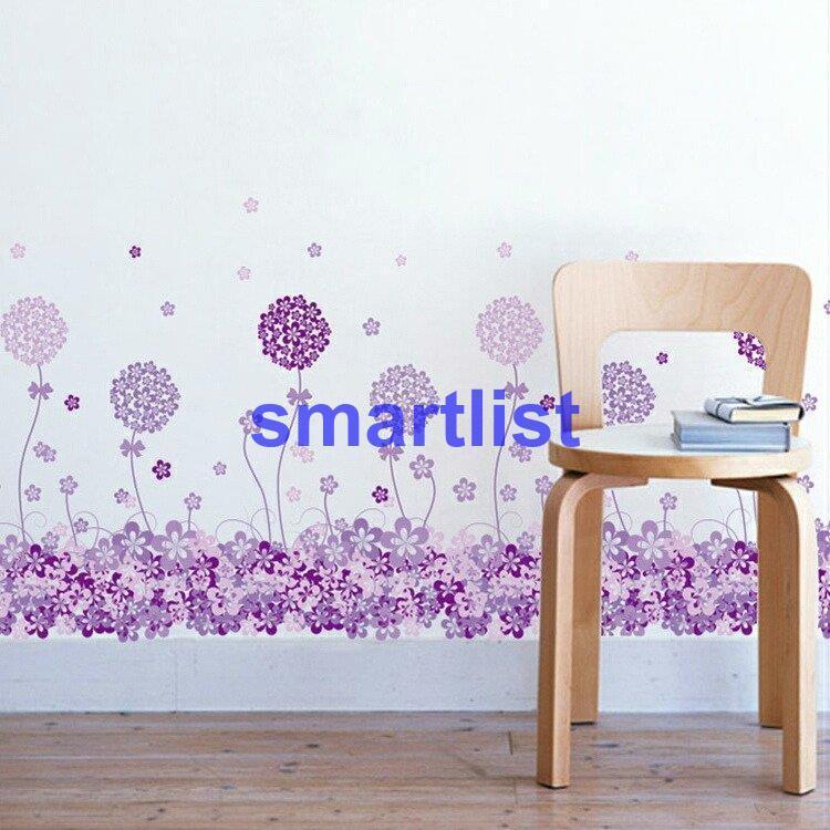Smartlistインテリア 雑貨 ウォールステッカー ルームデコ 壁紙デコ 壁紙シール 模様替え 花 フラワー 小花 パープル ピンクナチュラルテイスト 高級感 Agi76 楽ギフ 包装