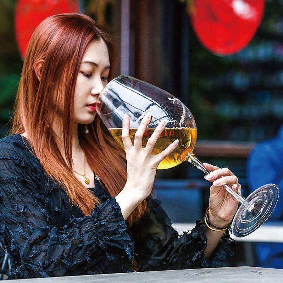 特大ワイングラス 特大 グラス ワイン ビール 直径17cm 高さ50cm 5L