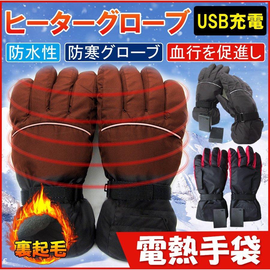 ヒーターグローブ 手袋 電熱 ヒーター 男女兼用 防寒 グローブ バイク 自転車 アウトドア 暖かい 裏起毛 防水 おしゃれ