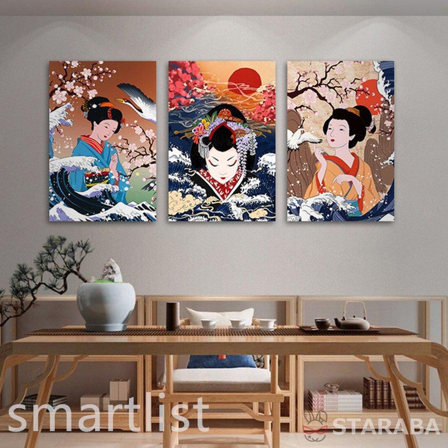3枚セット 絵画 インテリア ファブリック 絵 和風 絵画 アートフレーム 歌舞伎 花魁 人気 30 40cm 舞子 壁掛け アートパネル リビング プレゼント Pd27 Smartlist 通販 Yahoo ショッピング