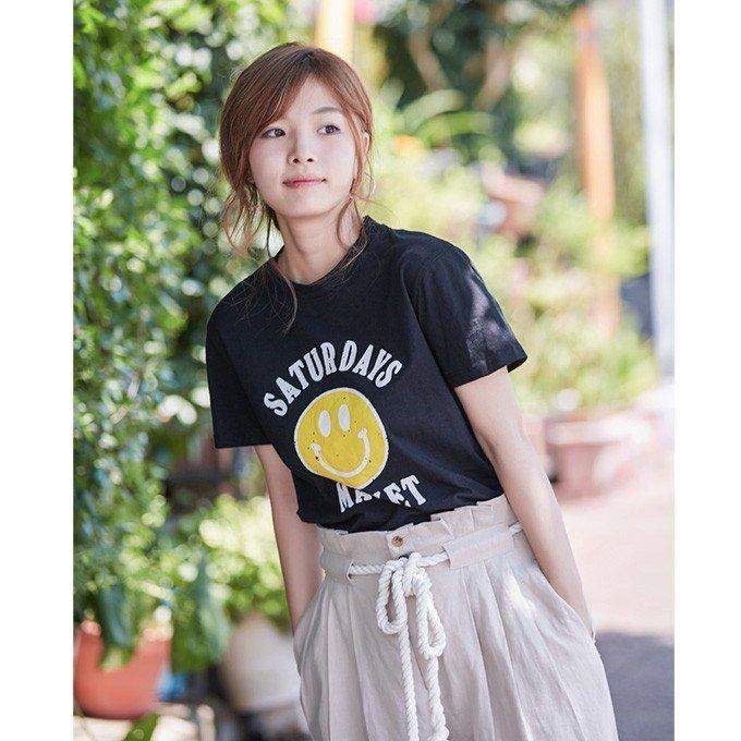 ニコちゃん プリント Tシャツ カジュアル ロゴトップス シンプル 半袖 スリットが入り｜smartlist｜16