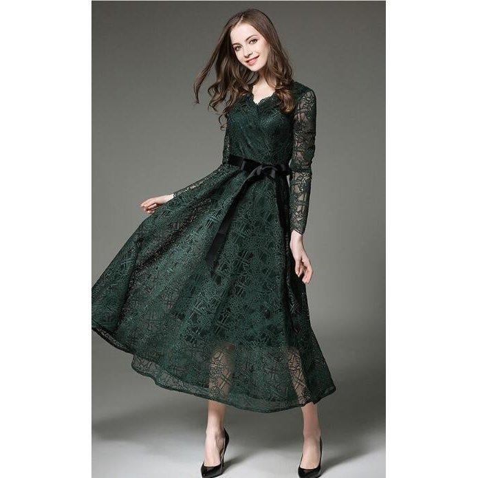 お求めやすく価格改定 結婚式コーデ 二次会 ロングワンピース カシュクール ワンピース 花柄レース グリーン 緑 ドレス パーティ 結婚式 ワンピース サイズ M Rencontreprescrire Com