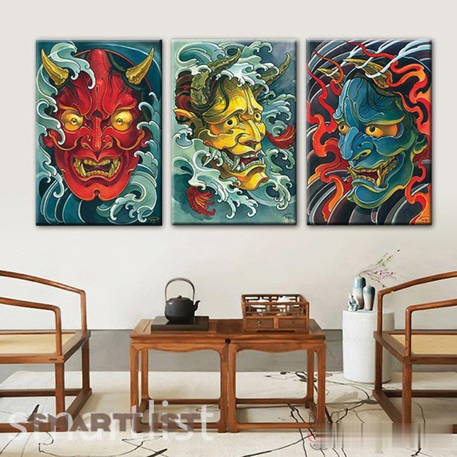 3枚セット 絵画 インテリア ファブリック 絵 和風 絵画 アートフレーム 能面 般若面 鬼 鬼の面 人気 30 40cm 壁掛け アートパネル プレゼント Pe04 Smartlist 通販 Yahoo ショッピング